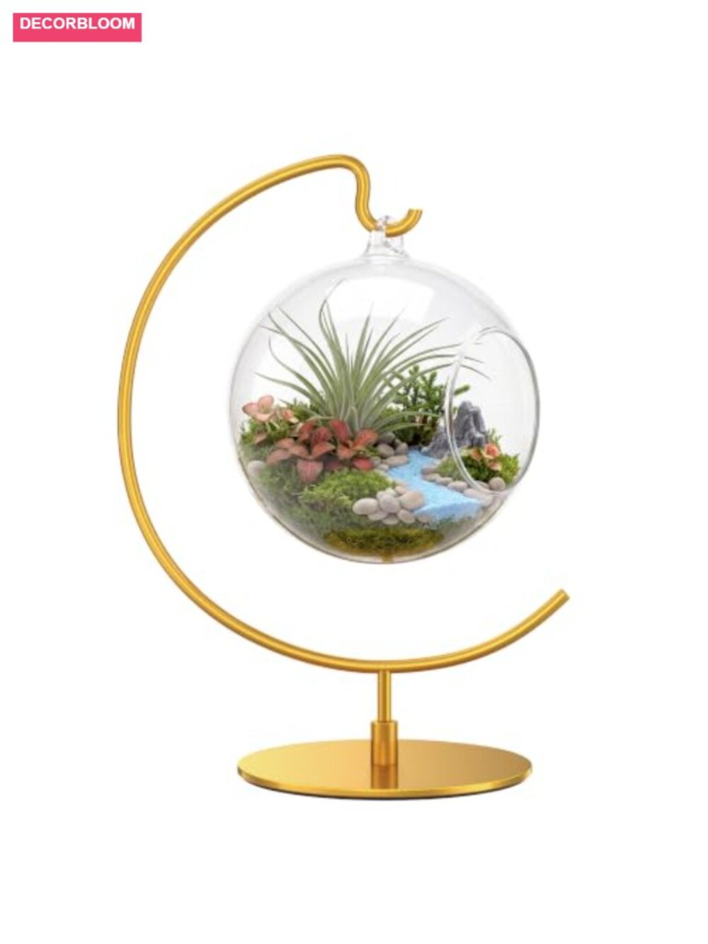 Gold Metal Ornament Display Stand with Hook Tabletop Hanging Holder 11.2"